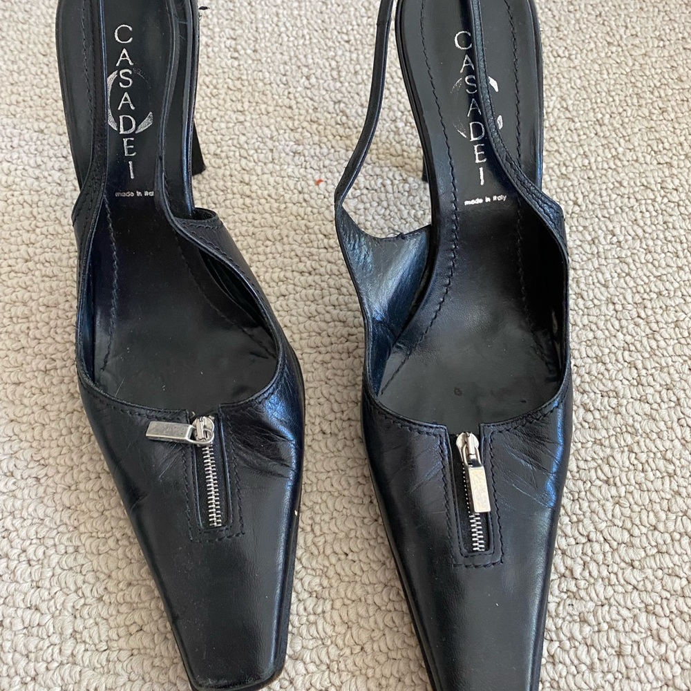 Block Italian leather heels